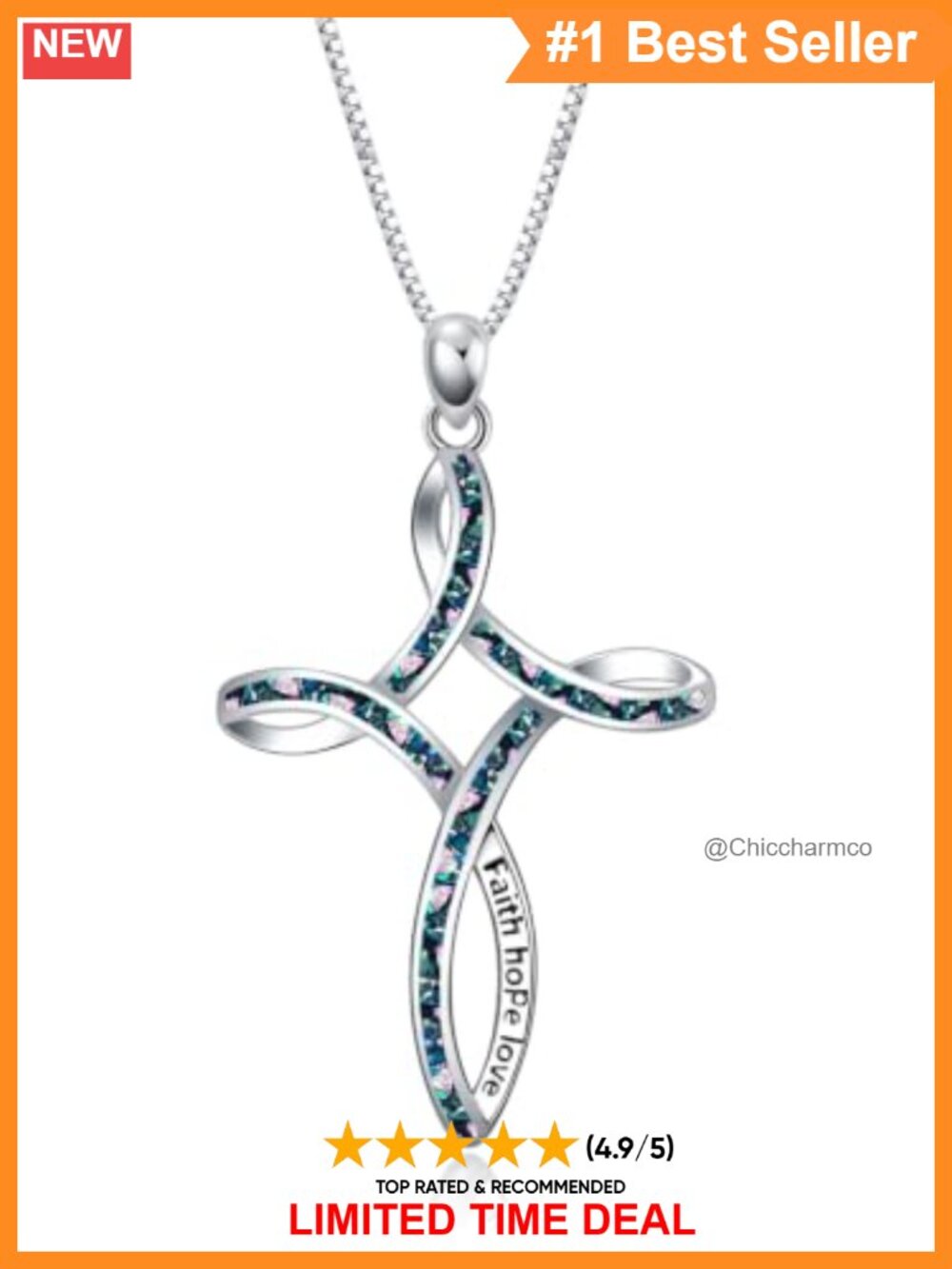 925 Sterling Silver Celtic Cross Necklace 18in Box Chain